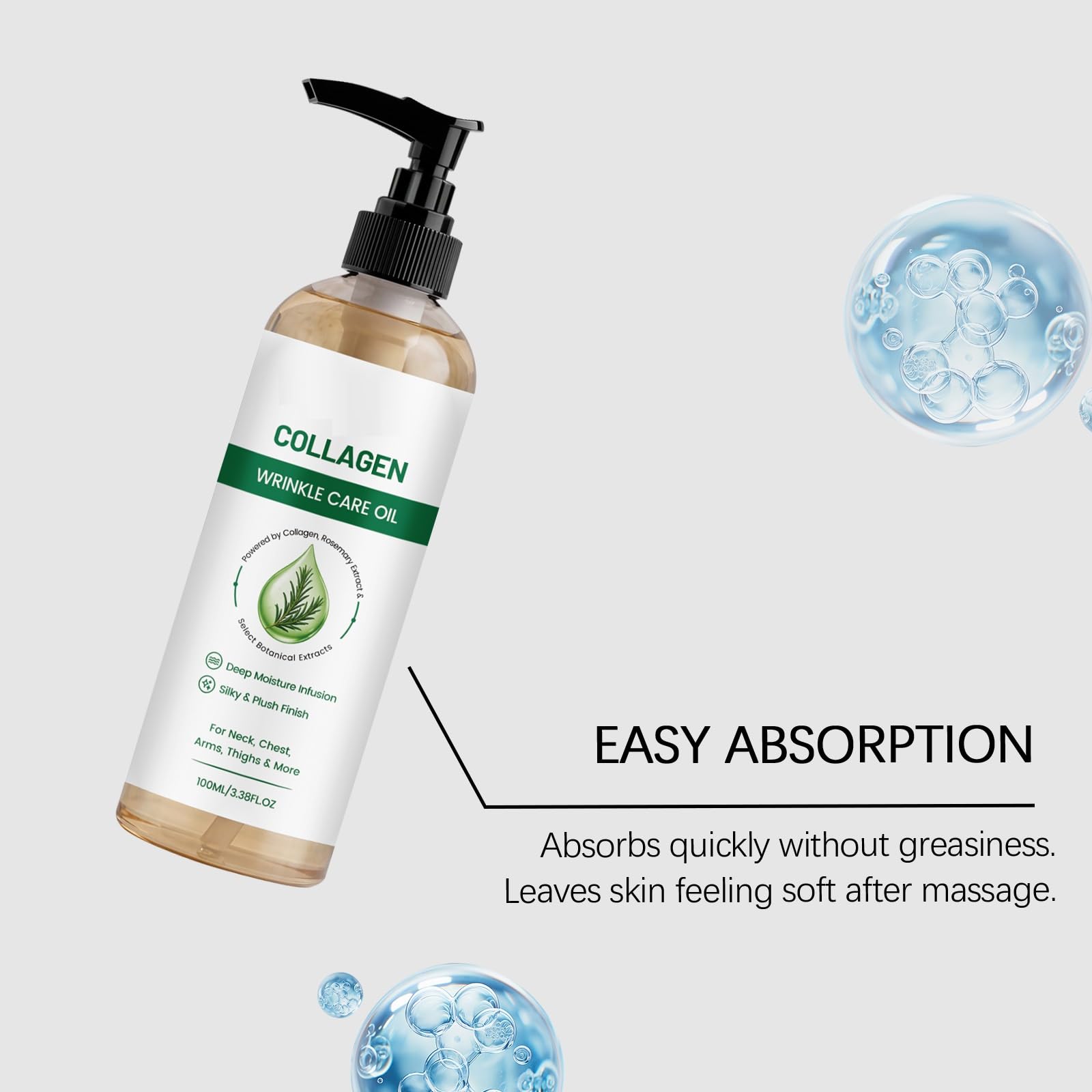 Olio di collagene lifting per il corpo, olio di collagene idratante per il corpo dopo la doccia, oli di collagene rassodante per il corpo, oli lifting rassodanti con idratante anti-invecchiamento, 100