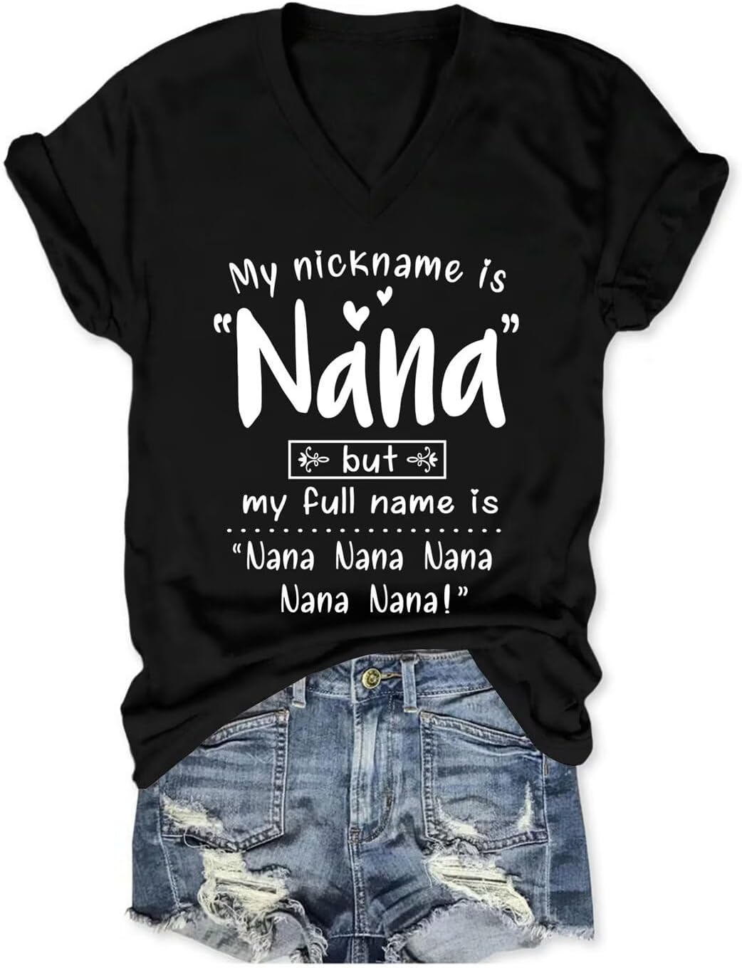 Nana V-Neck T-Shirts: Trendy Grandma Graphic Tees for Women – Crew Neck, Short Sleeve Options