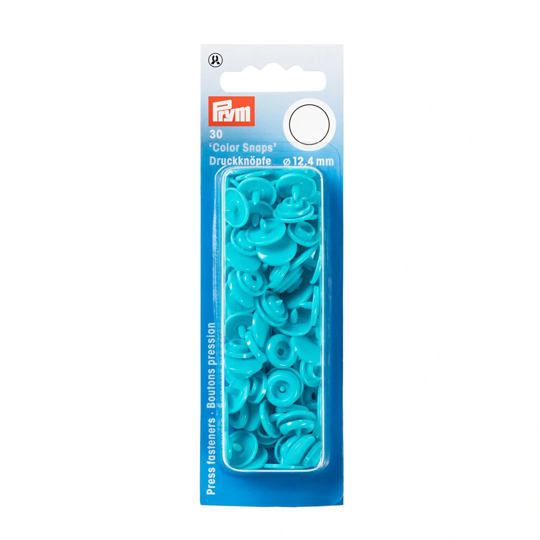 Prym Color Snaps 393146 Non-Sewing Press Stud Round 12.4 mm Turquoise Plastic 12.4 mm