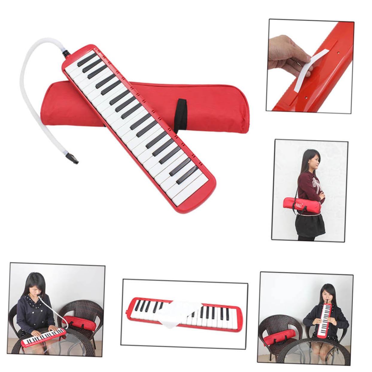 Melodica 37 Tasti Strumento a Chiave Con Custodia Rossa Leggera Portatile Strumento Musicale Per Principianti Amanti Musica