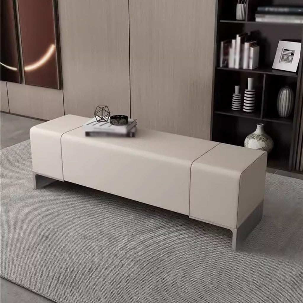 Generico Panca Leggera di Lusso Italiana - Elegante Sgabello per Soggiorno, Camera da Letto e toletta - Semplice Panca portascarpe con Comodi poggiapiedi - 150x42x45 cm