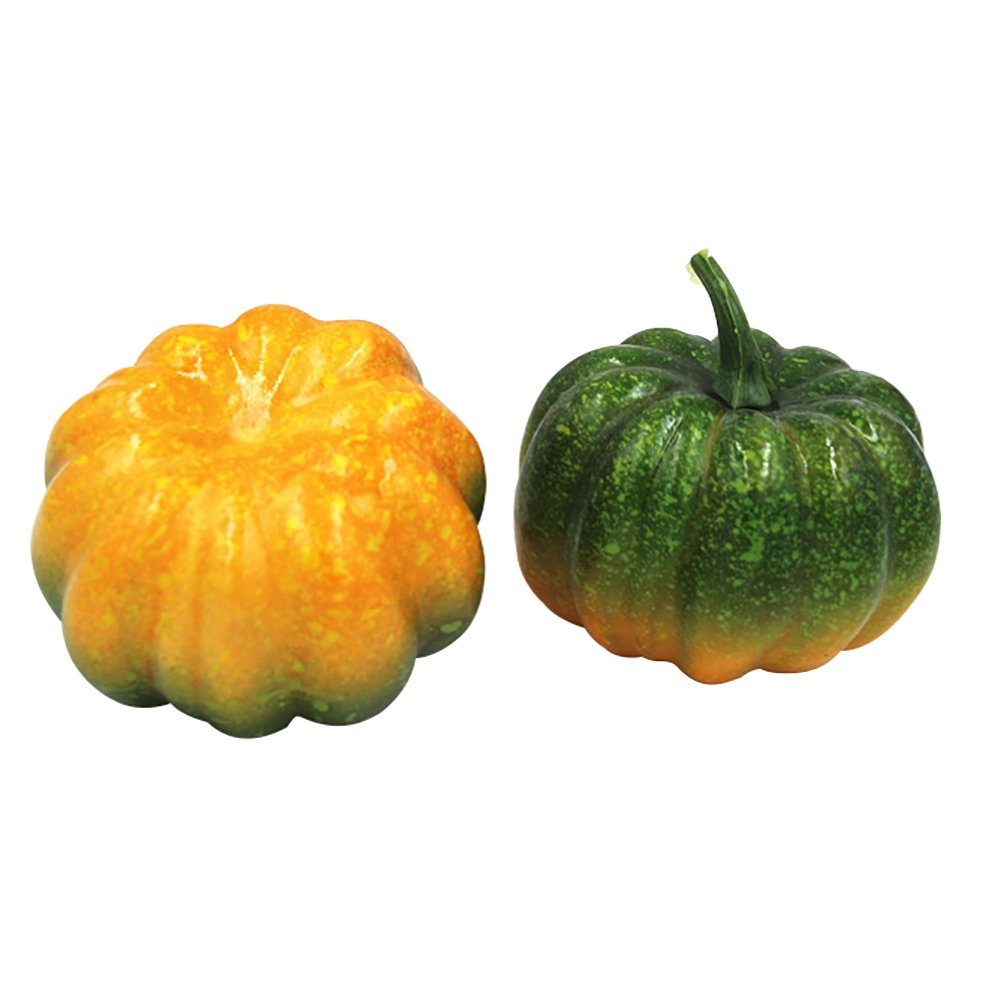 Ruikey16PCS Halloween Artificial Pumpkin Decor Foam Mini Small Pumpkin Decor for Thanksgiving Wedding,5.5cm (Green)