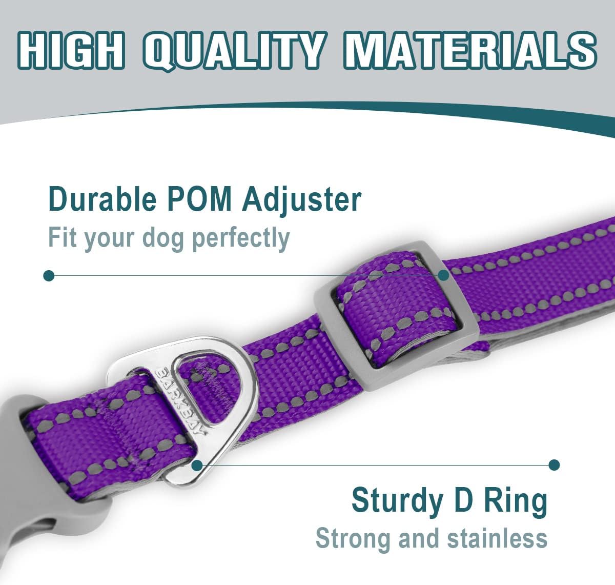 Dog Collar for Medium Small Large Dogs Reflective with Leash,Collar and Leash for Dogs,Soft Neoprene Padded 2 Pack(Purple,M) Medium:Width 1",Neck 14-20" Purple image 3 of 8 B09327WC9L