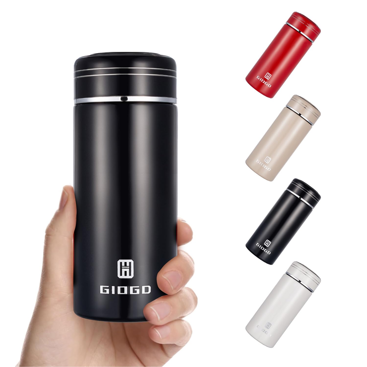 Small Water Bottle 230ml Small Flask for Hot Drink Metal Water Bottle Insulated Stainless Steel Water Bottles Flask(Black)