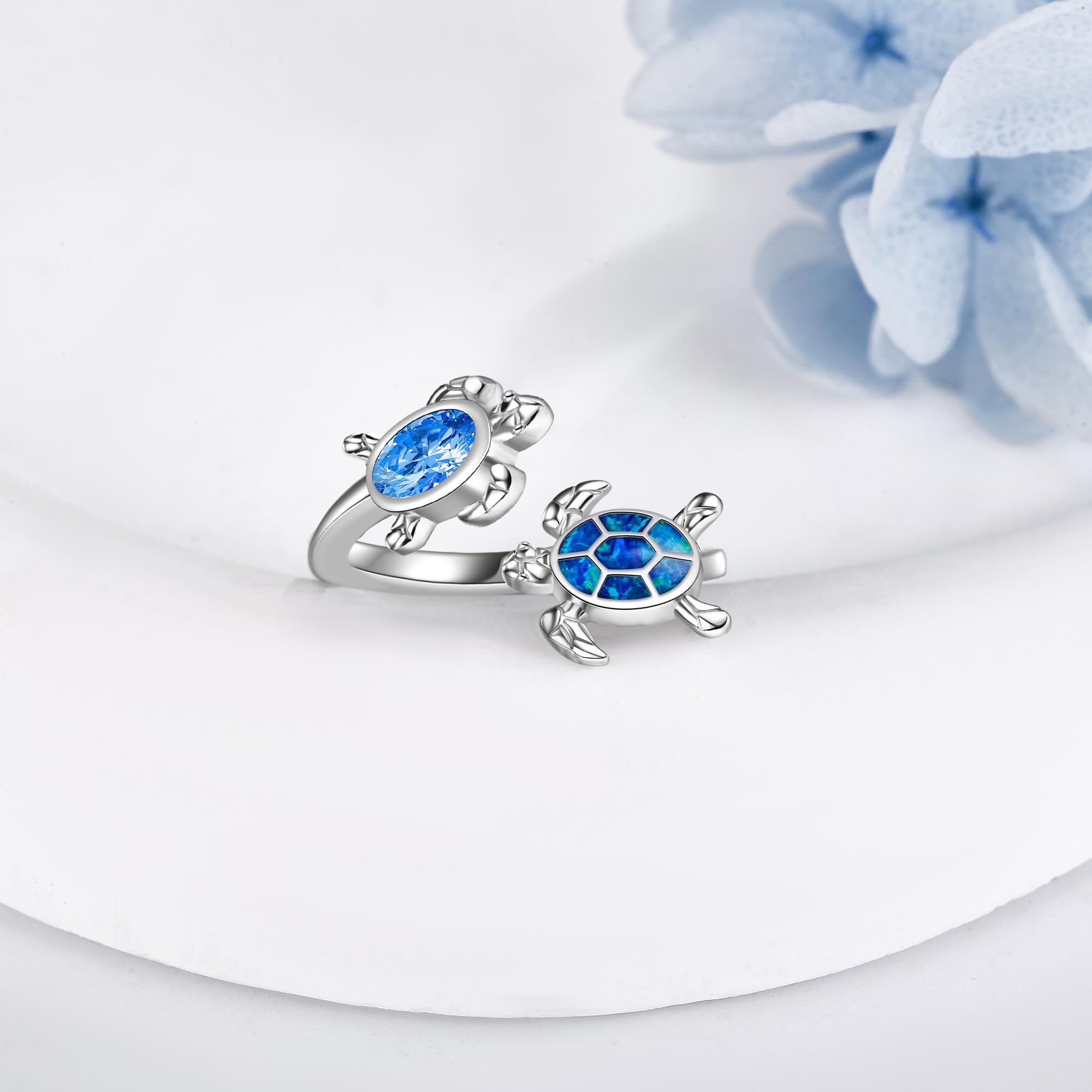 Ozean Ring Sterling Silber 925 Verstellbare Öffnung Hai/Schildkröte/Hammerkopf Ringe Ozean Schmuck Geschenke für Damen Mädchen Männer