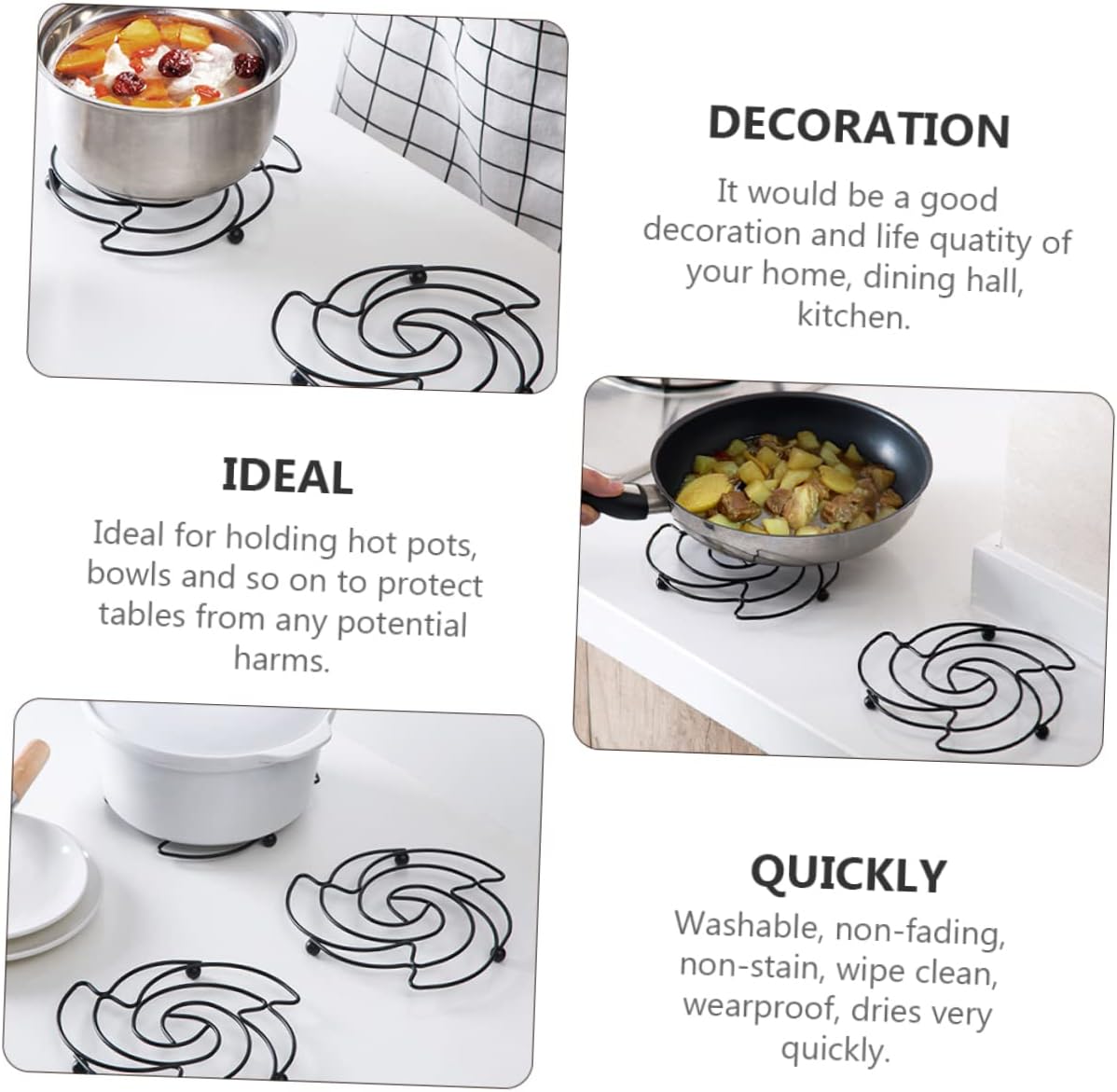 2pcs Table Heat Insulation Pad Iron Pot Mat Cookware Mat Hollow Pot Holder Heat Insulation Pad for