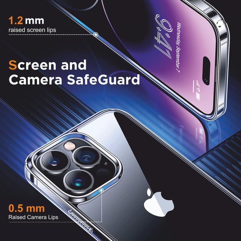 Image of Thermoplastic Polyurethane For iPhone Case 14 Pro Max,[Anti-Yellowing Technology] [Military Grade Drop Protection] Shockproof Slim Hybrid Phone Case For iPhone 14 Pro Max-Crystal Clear