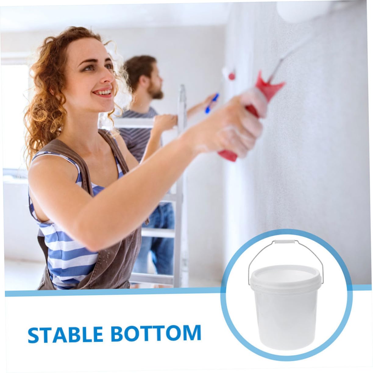 Secchio per Pittura Rotondo in Plastica Coperchio 14l Bianco