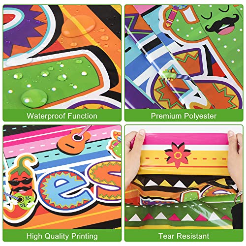 4 PCS Cinco De Mayo Tablecloth, 108"x54" Mexican Fiesta Tablecovers, Disposable Mexican Striped Table Covers, Plastic Party Table Cloth for Mexican Themed Party Supplies Carnival Taco Night Birthday by QZYL - Image 3