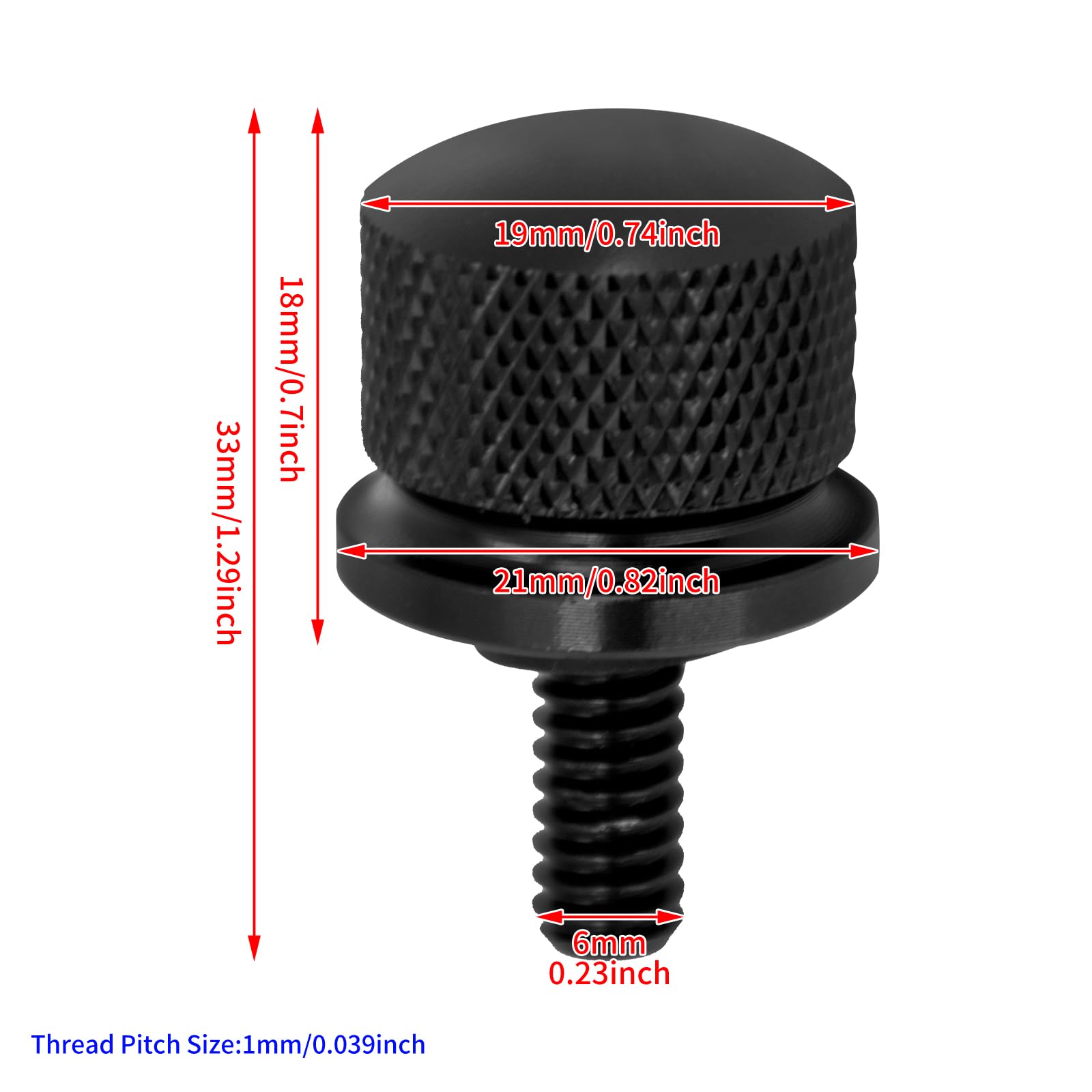 Black Aluminum Knurled Seat Bolt For Harley-Davidson Touring Models (1996-2023) - Rear Fender Mount, Easy Grip, 1-Year Warranty 2 thumbnail image