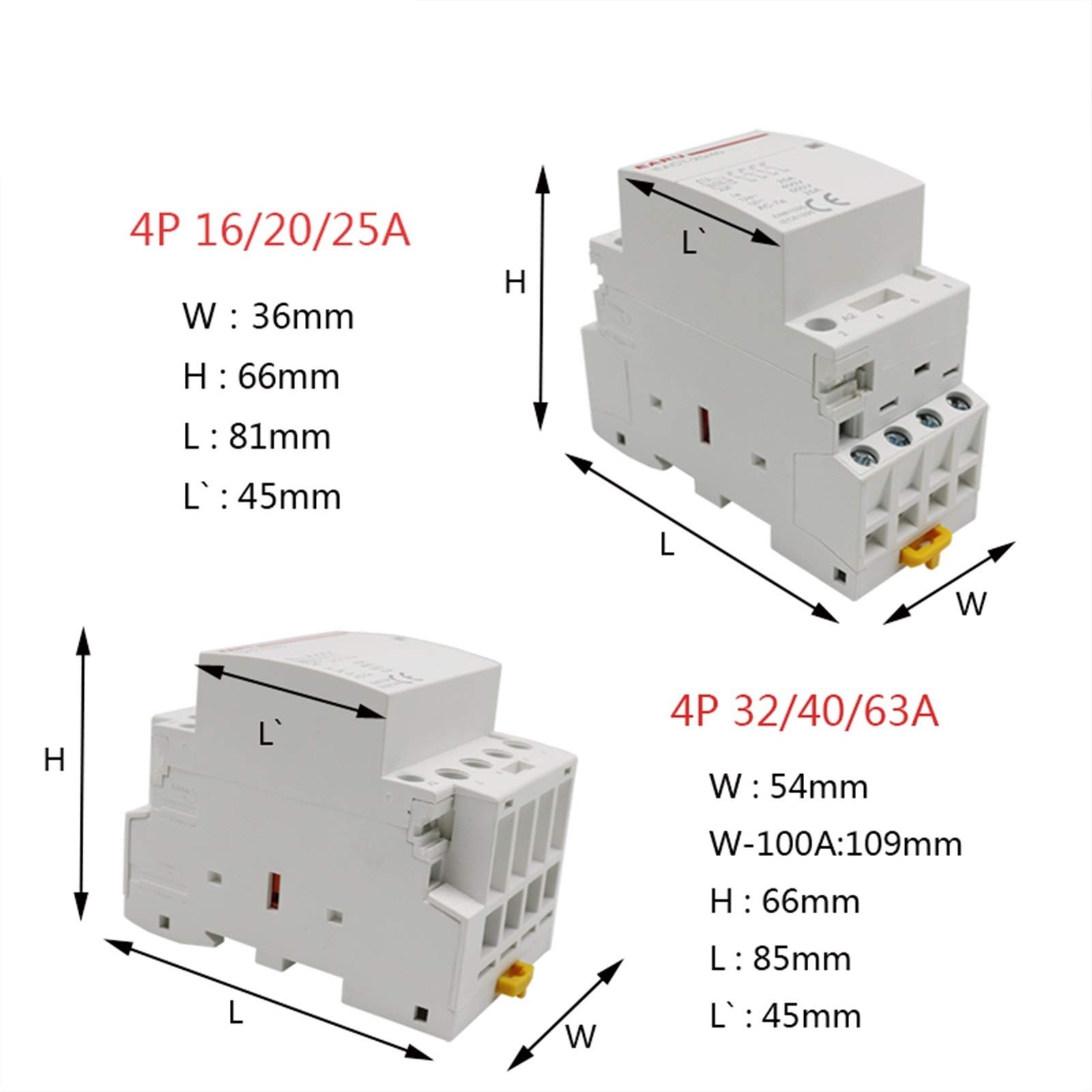 Contactor CA DoméStico Modular, 4P 16-100A AC 110V 220V 50/60HZ DIN RAIL DISTANO CA MODULAR CONTROL DE CONTACTO CONTROLADOR 4NO 4NC 2NO 2NC DIY Smart Home Hotel(AC 220V,32A,4NC)