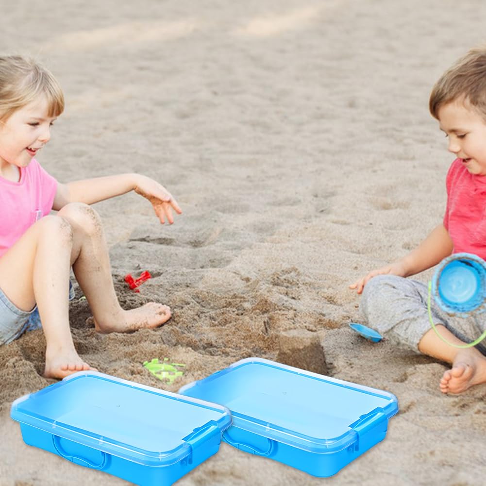 Pack of 2 Sandpit Sensory Bin with Lid and Handle for Sand - Image 4