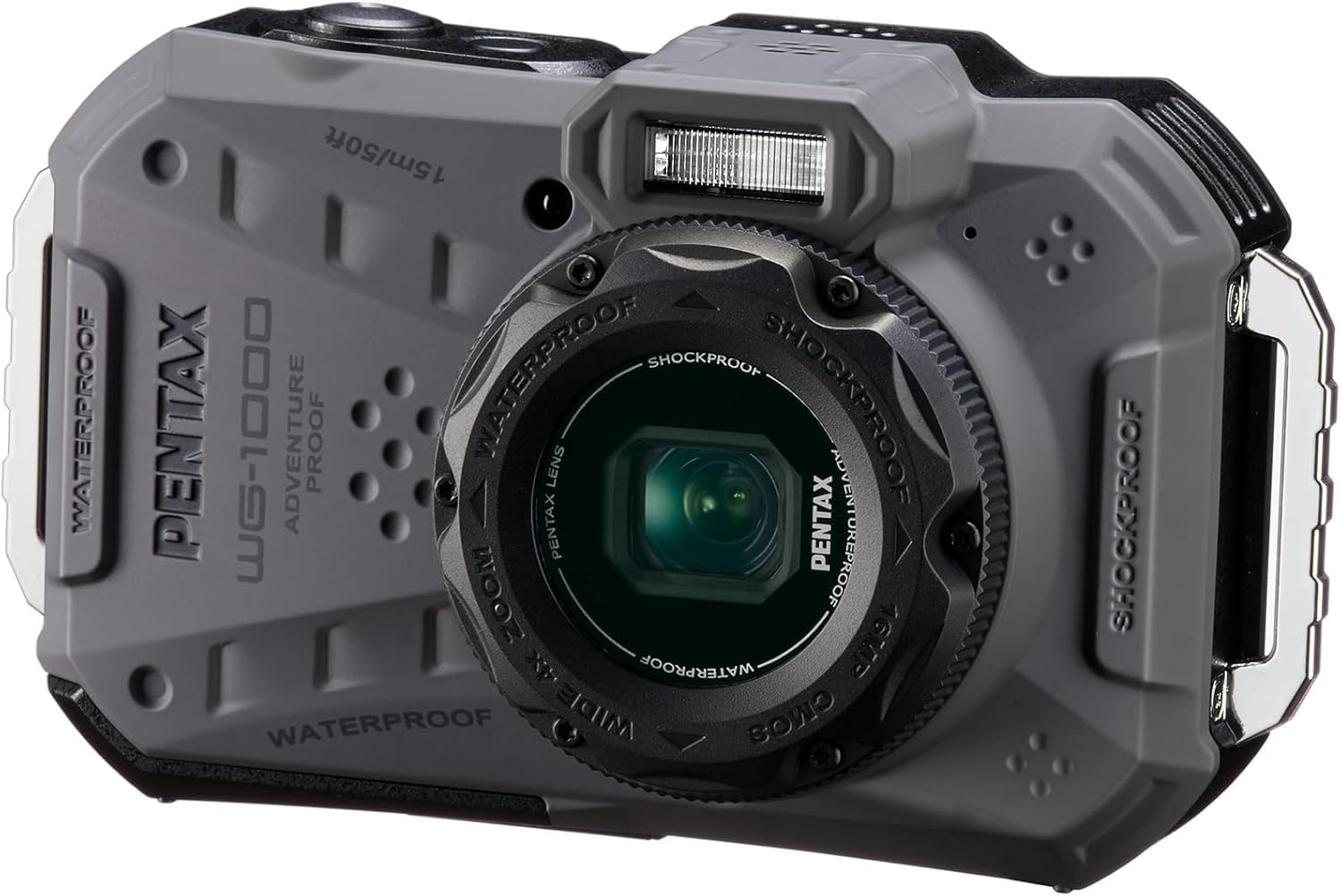 PENTAX WG-1000 (Grau), wasserdichte Digitale Kompaktkamera, konzipiert für gelegentliche Outdoor- und Unterwasserfotografie, wasserdicht bis zu Einer Tiefe von 15 Metern (bis zu Einer Stunde)