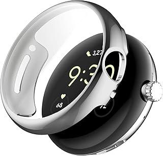 for Google Pixel Watch3 45MM ケース スマートウォッチ 全面保護 TPU メッキ 脱着簡単 タッチ感度いい 耐衝撃性 落下防止 Pixel Watch 3 45MM 保護カバー (シルバー+クリア)