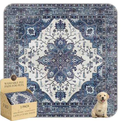 Image of Washable Pee Pads for Dogs,Great Urine Absorbent Reusable Puppy Training Pads,Waterproof,Leak-Proof & Non-Slip Potty Pads for Whelping,Crate,Playpen,Bed.(Dark Navy Floral,72 inchx72 inch)