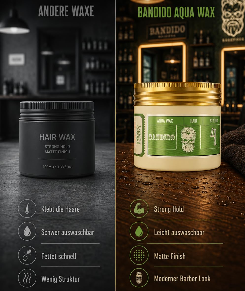 Bandido Aqua Wax Nr.4 - Cera para el cabello, verde 125ml Matt Hair Wax