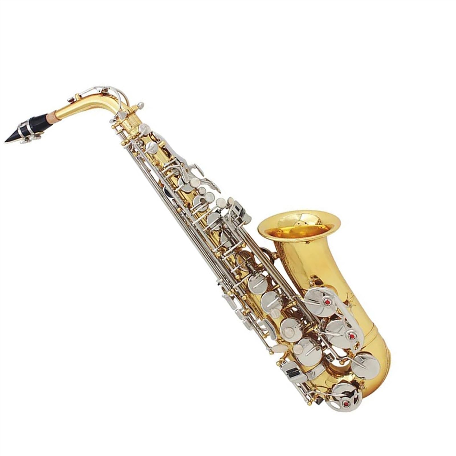 Sassofono per Studenti, Amanti della Musica, Sassofono Contralto in Mi bemolle, Ottone Laccato Oro, Custodia, bocchino e Accessori, Oro, Oro e Argento,Gold Silver