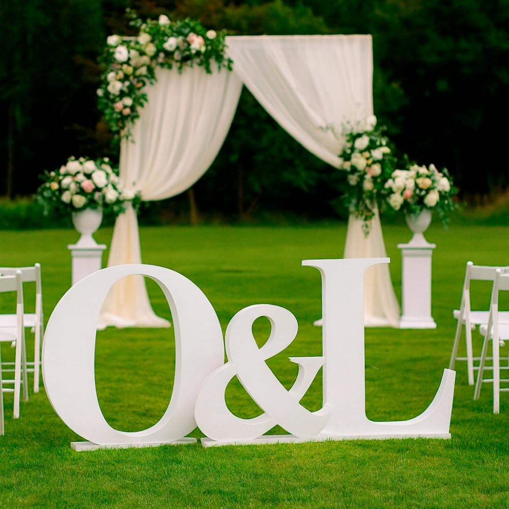 Letras Gigantes de 1 Metro en Poliespan + Símbolo & | Iniciales Personalizadas en porex de Alta Densidad | Decoración para Bodas, Photocall y Eventos