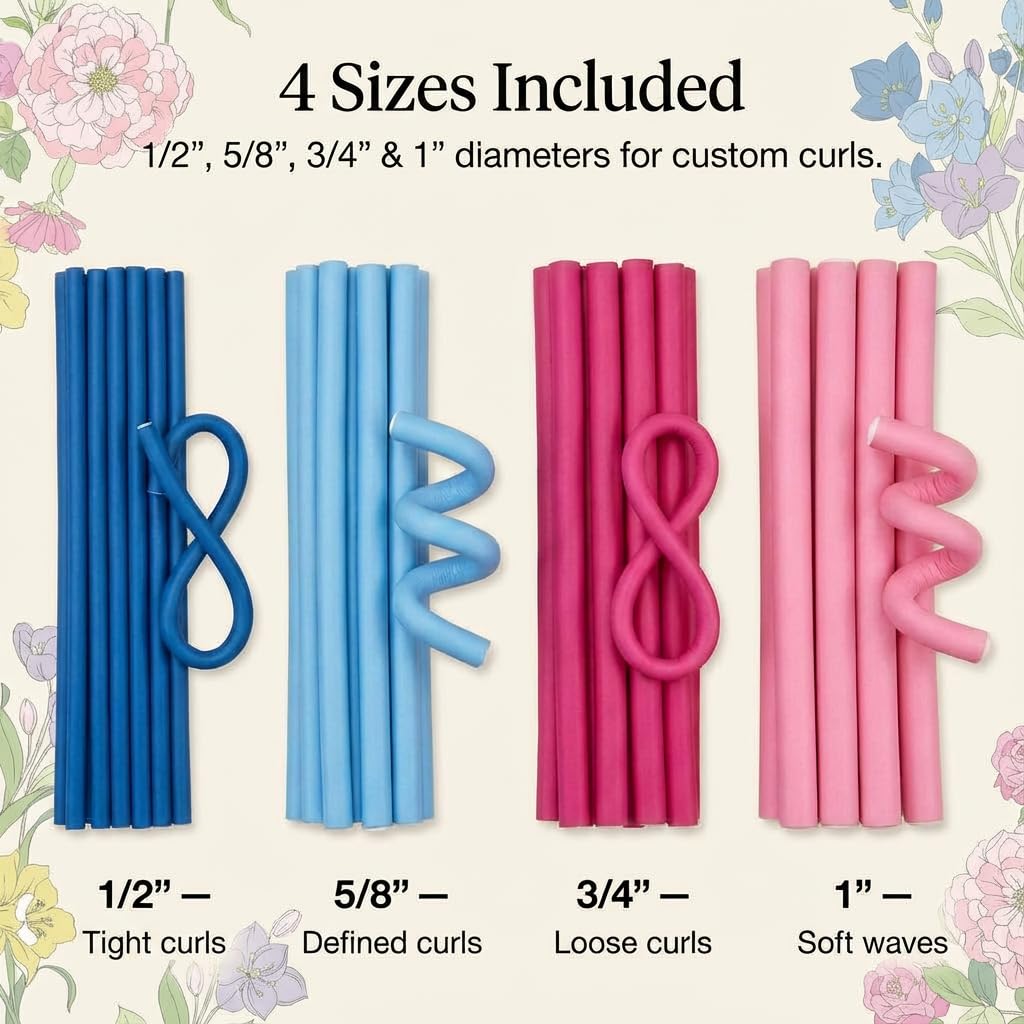 Amazon.com : Laura Ashley Flexi Rods Foam Hair Rollers 18 pcs 1/2
