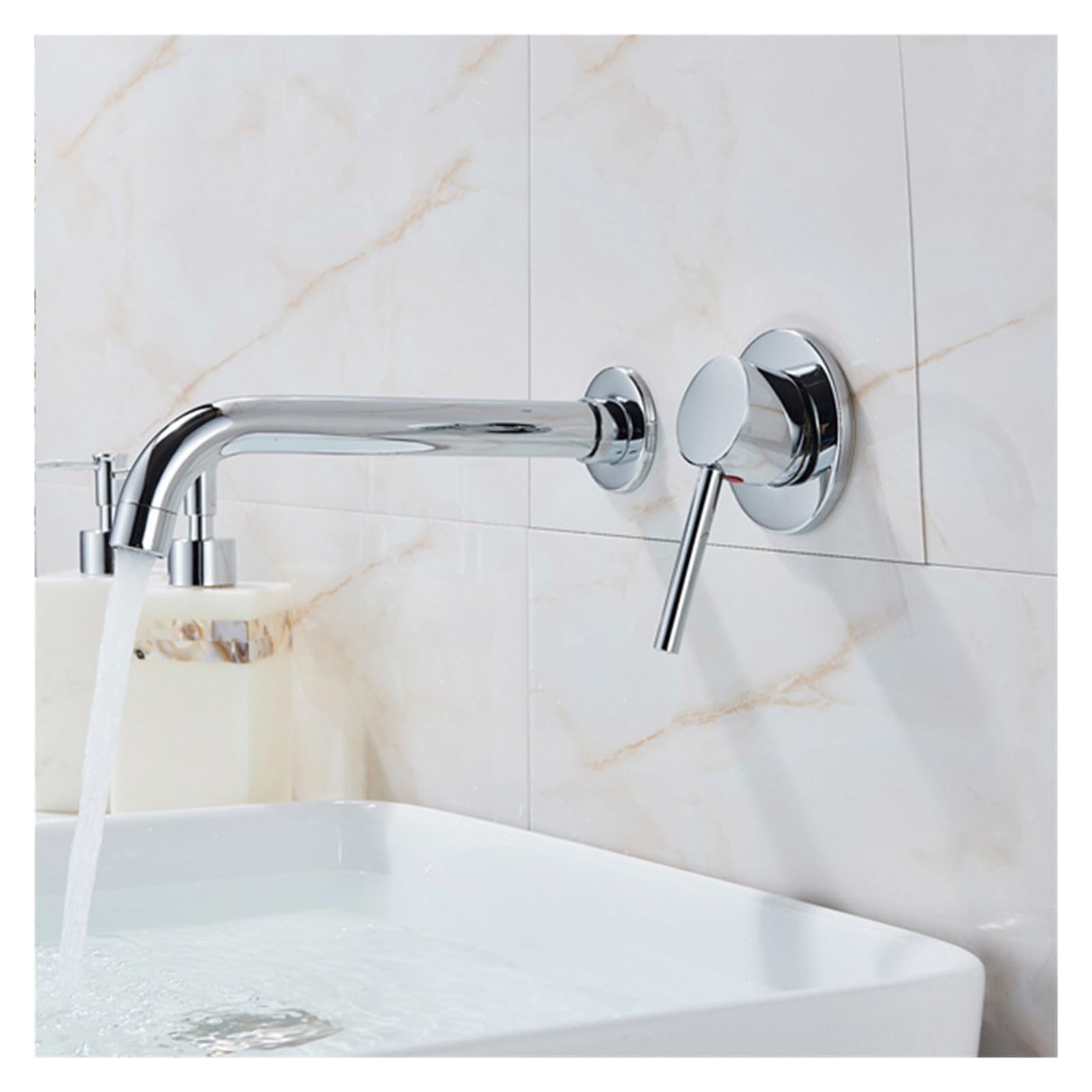 ZQFHSX Kitchen Sink Faucet, Wall Mounted Brass Faucet Bath One Hole Cold Water Rotate Spout Multiple hes(Cromo)