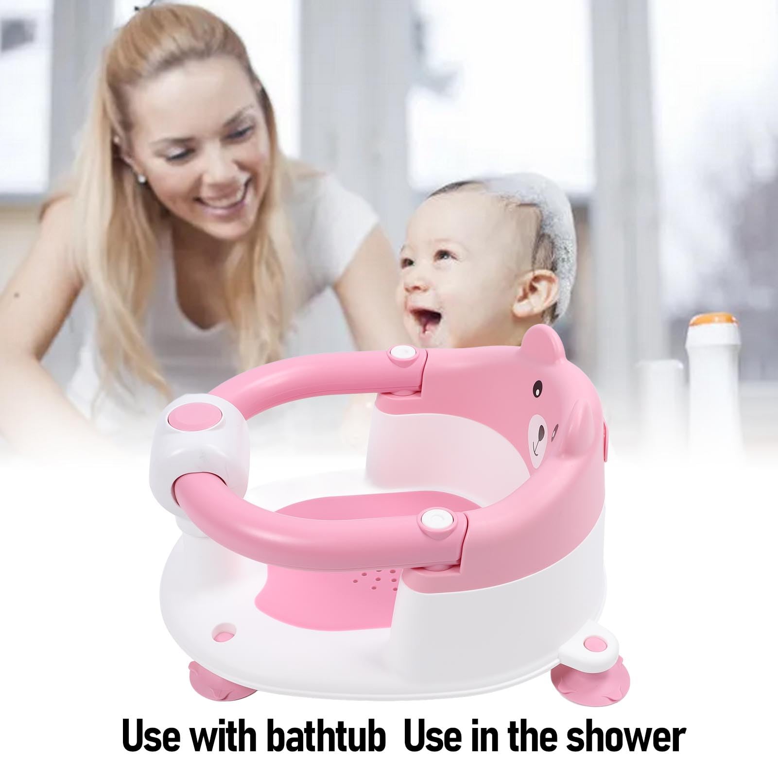 Generic Asiento de Baño para Sentarse para bebé, Taburete de Baño Ligero para Niños Pequeños, Comodidad para Ahorrar Tiempo para, Plástico (PINK)