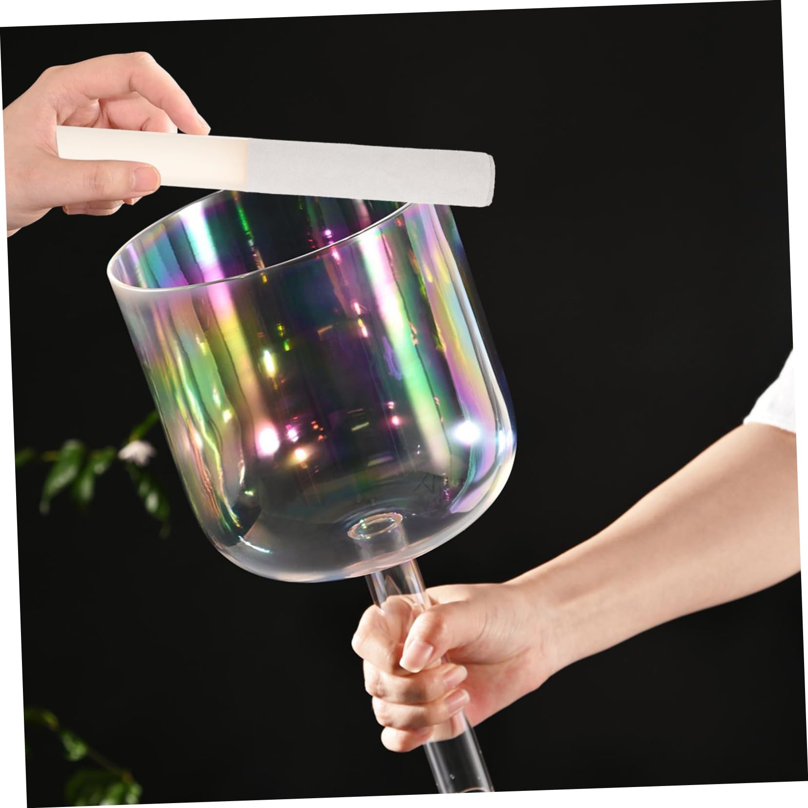 COSMEVIVI Crystal Singing Bowl Mallet Durable Acrylic Striker for Sound Meditation Yoga and Music Practice Includes Storage Bag for and Use
