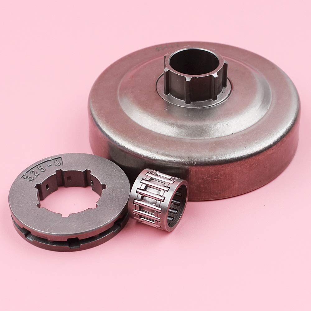 HAOHAO Embrague del Tambor 325 8 Dientes 19 mm Piñón Lamer Cojinete de Agujas Kit Compatible with Husqvarna 50 51 55 154 254 de la Motosierra Repuesto
