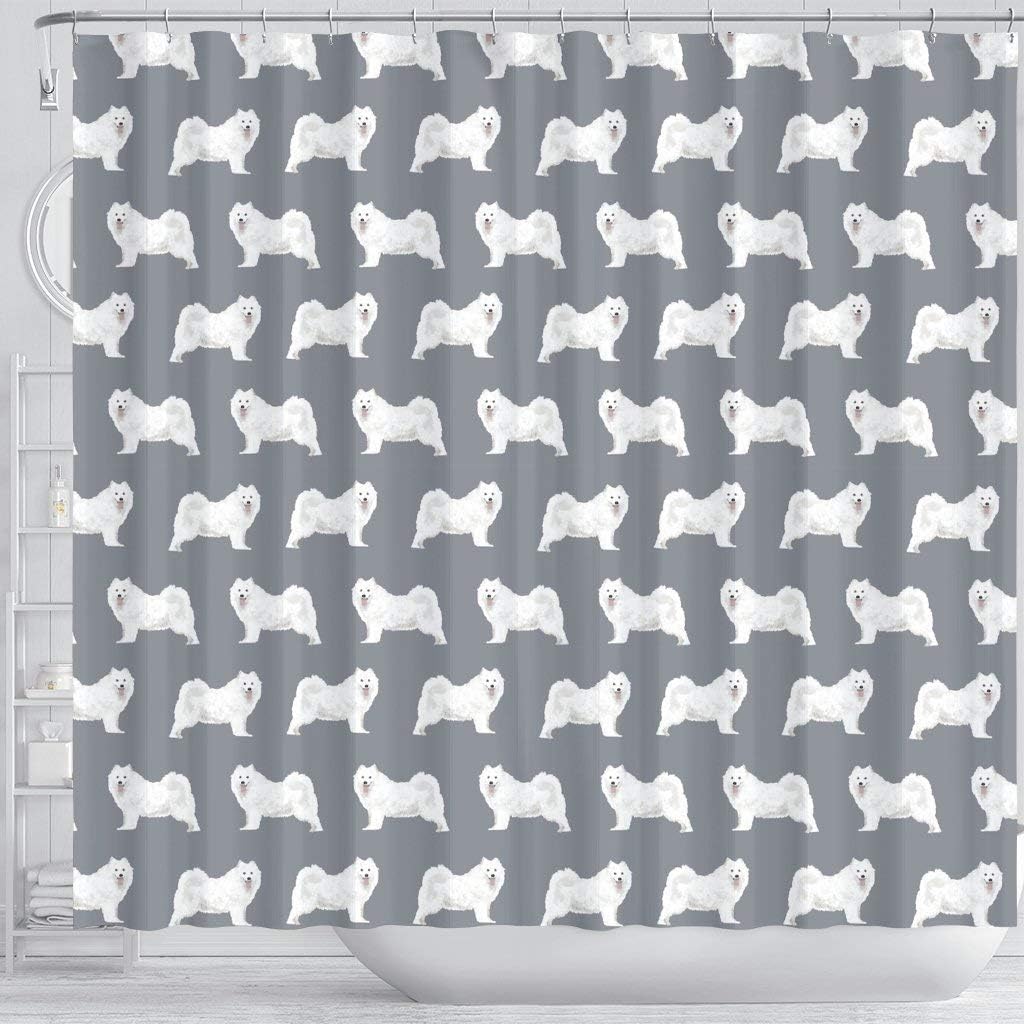 Samoyed Dog Pattern Print Shower Curtains