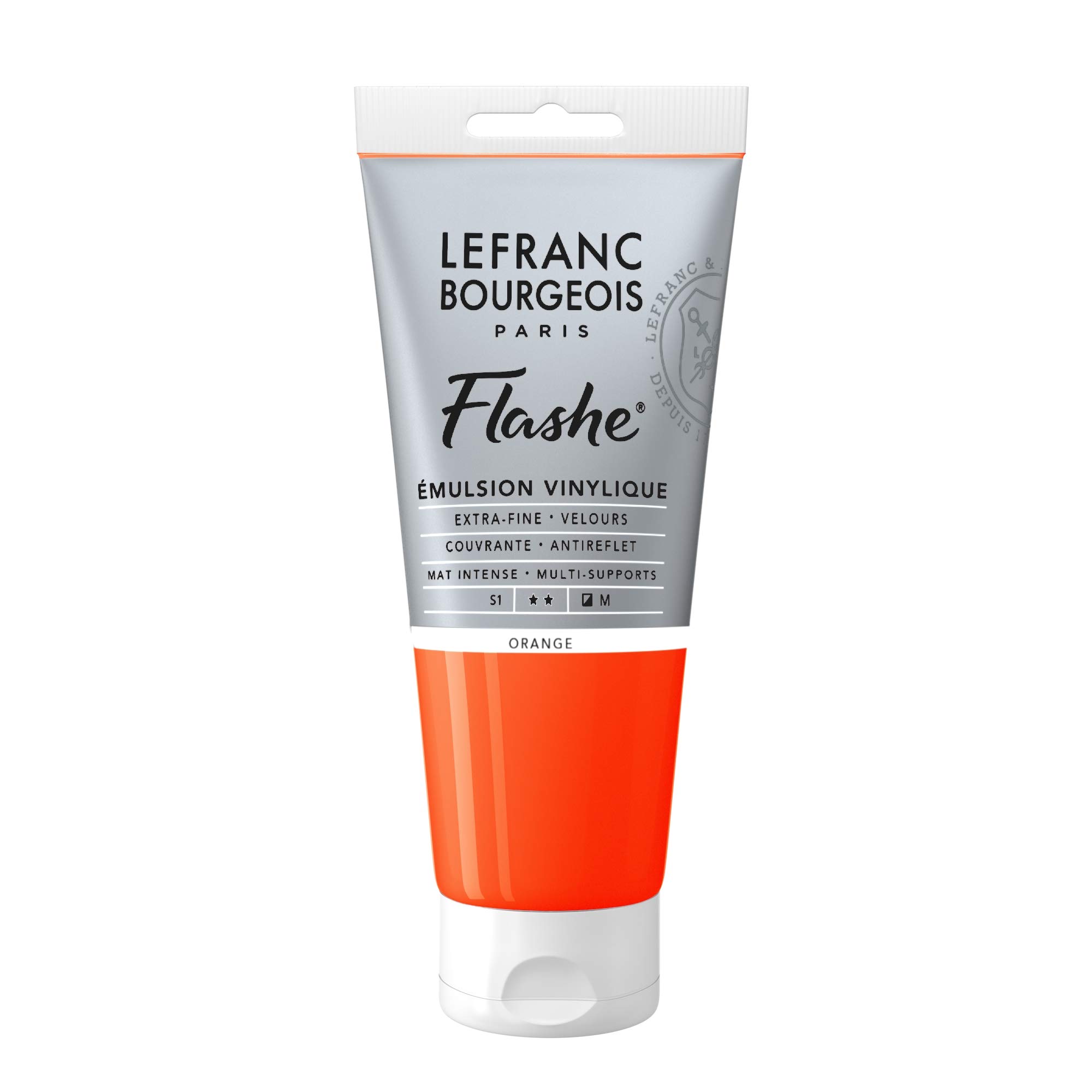Lefranc Bourgeois Flashe, Extra-Fine Acrylic Vinyl Emulsion, Artists Quality, Orange, 80ml Tube