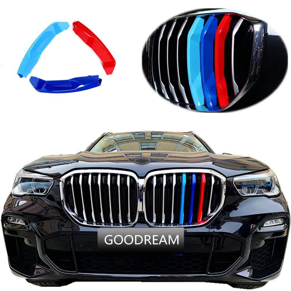 Tricolored Grille Insert Trims Compatible with BMW X5 G05 2019 2020 2021 2022 2023 Accessories for w/Standard Kidney Grille (7Beams)