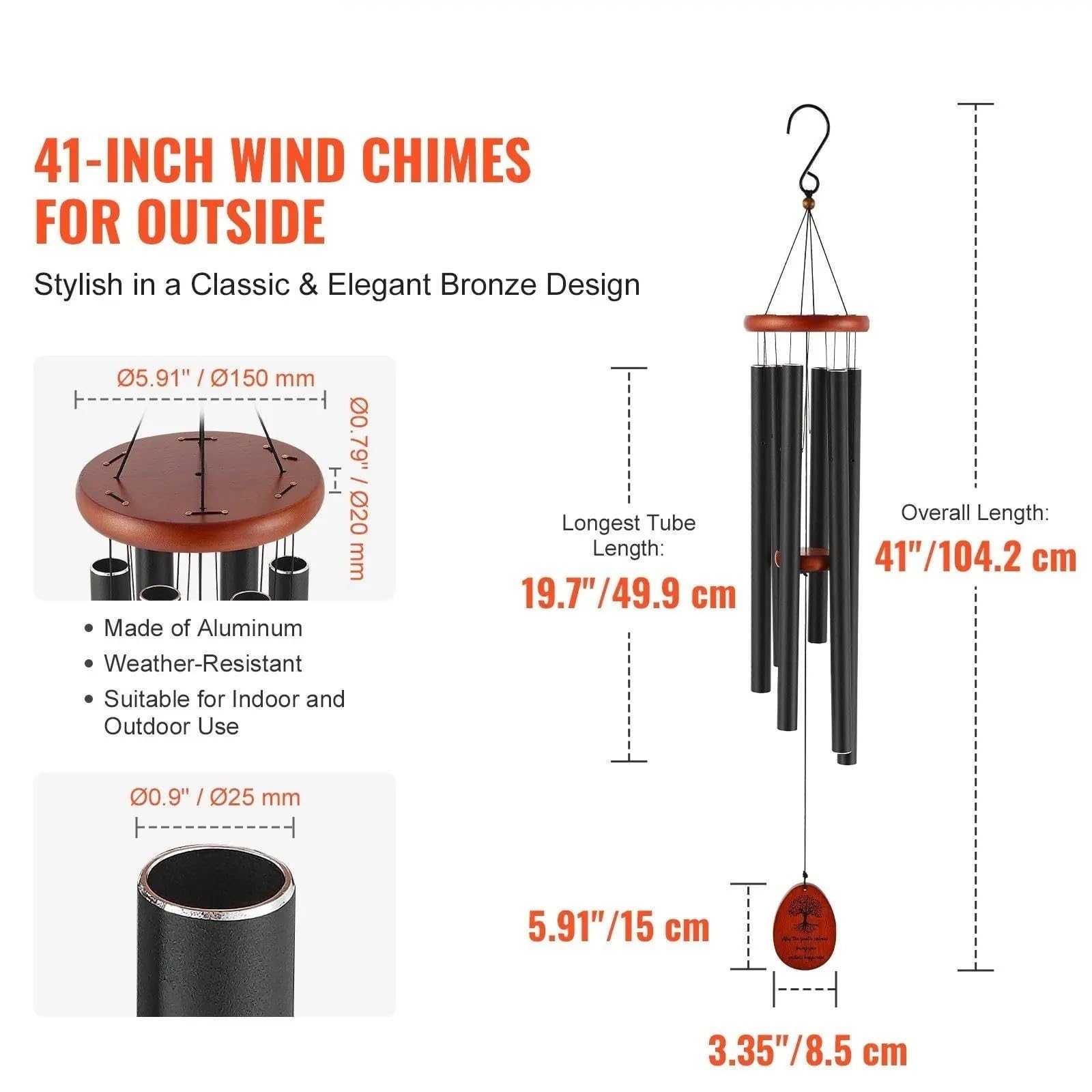 Windspiele for draußen 41 Zoll Für Garten, Terrasse