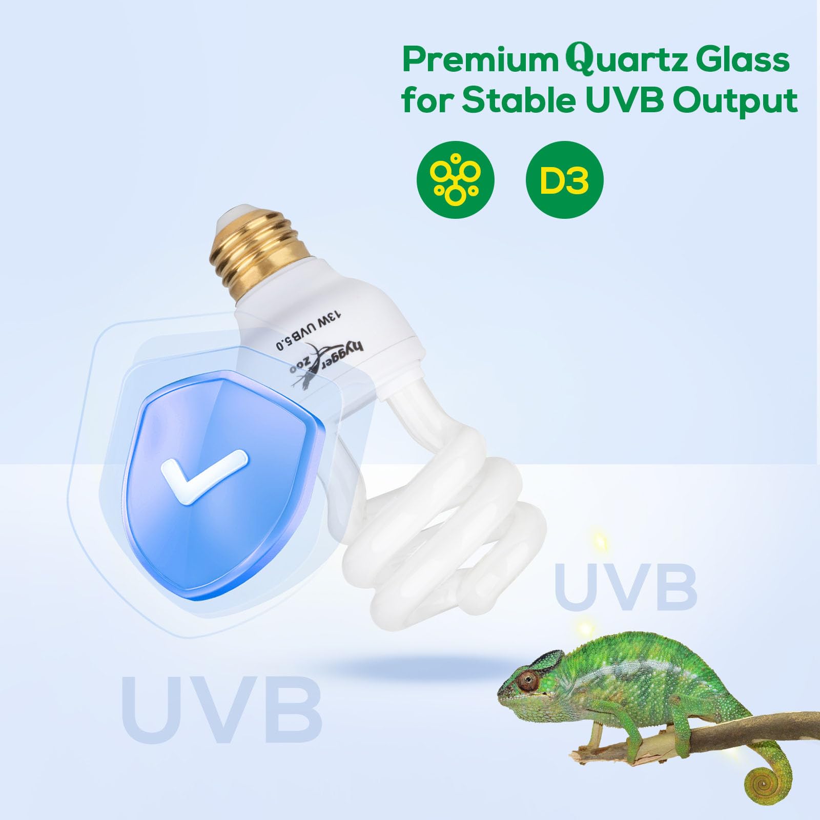 Reflektor gadów UVB 5.0 13 W, kompaktowa lampa fluorescencyjna dla gadów UVA UVB o ulepszonej jasności dla gadów tropikalnych, reflektor gadów o wyższym wyjściu UVB dla gadów tropikalnych
