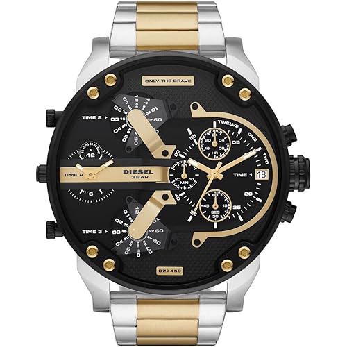Diesel Mr. Daddy 2.0 Men's Watch with Oversized Chronograph Watch Dial and Stainless Steel, Silicone or Leather Band