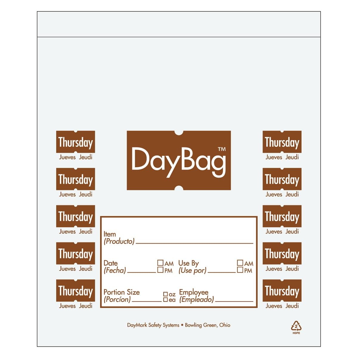 DayMark 113016 5-1/2 Day of the Week Thursday Portion Bag - 2000 / BX