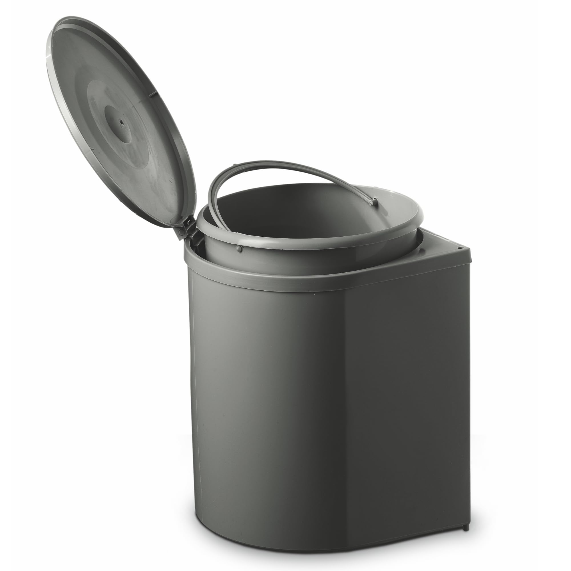Pattumiera Incasso Rotonda in Plastica Atossica Apertura Con Anta Secchio 12 Litri Ø28,5 cm per Base o Sottolavello Cucina minimo 35 cm -Raccolta Differenziata, Colore Ardesia "ECONOMICA" 1