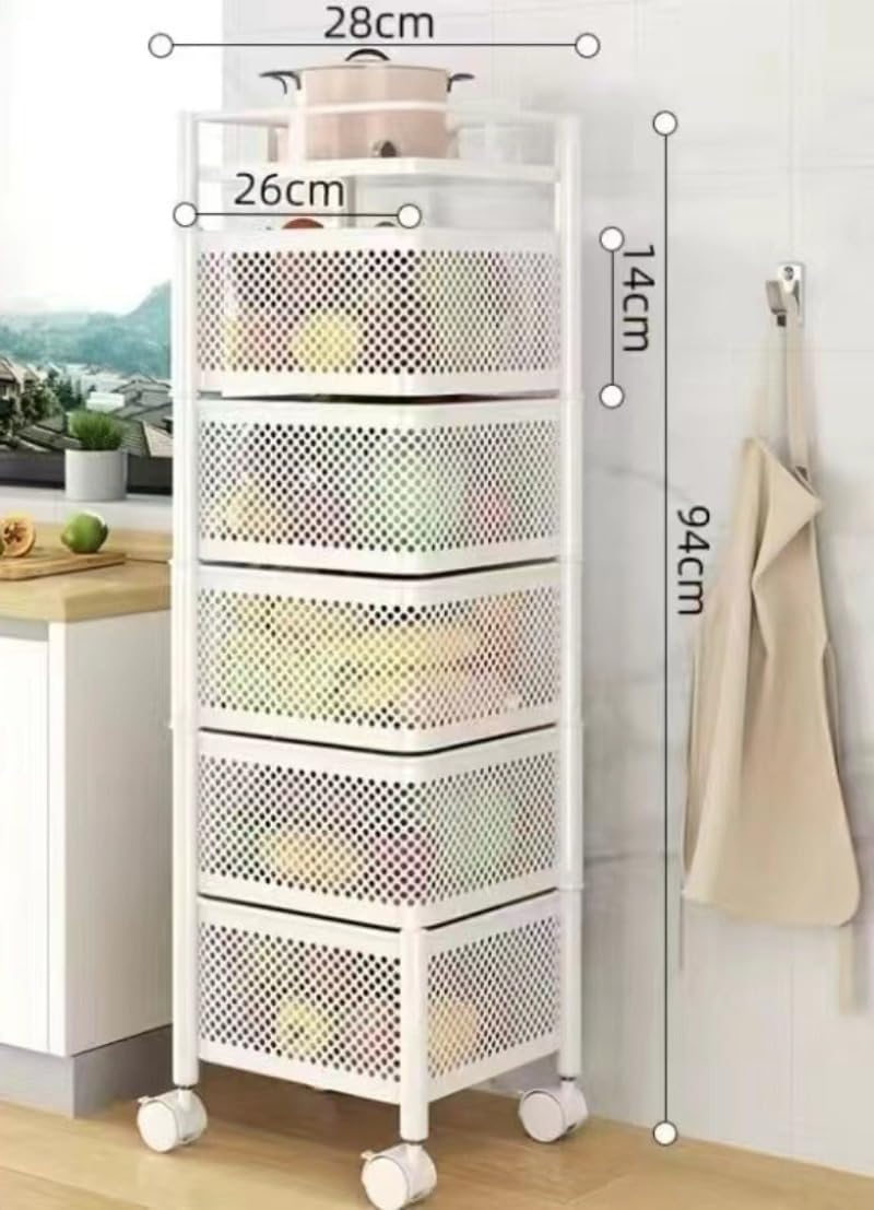 YXSNG] キッチンラック 多機能ラック 5段 台所 ホワイト キッチン 収納