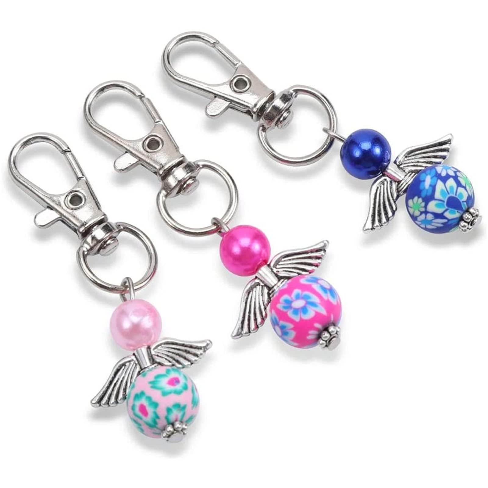 Ange En Perles Pendentifs Porte-Clés Lot 20 - Cadeaux Baptême Mariage Avec Sacs Organza Et Étiquettes