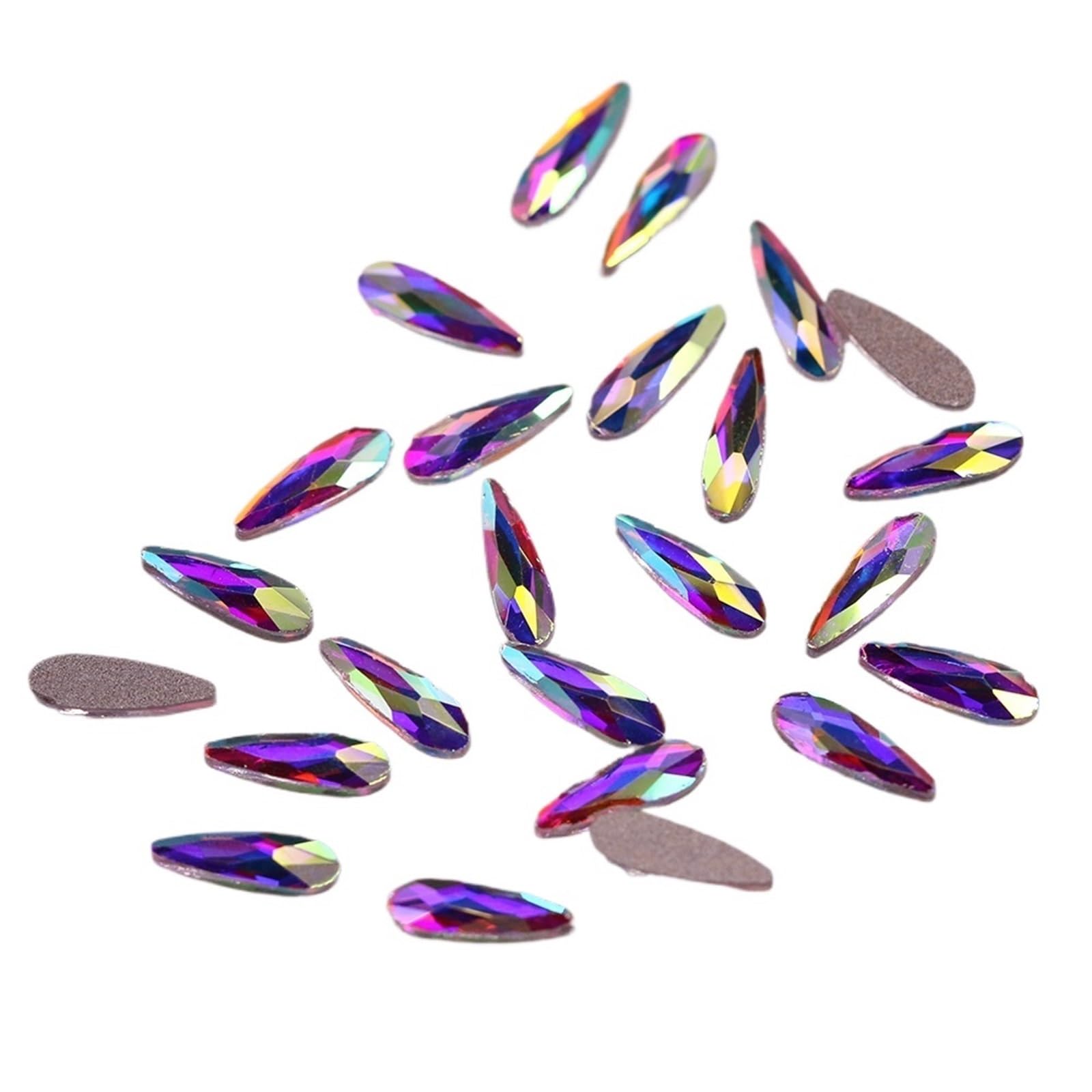 Hotfix Strasssteine Flatback Strasssteine, Crystal AB Regentropfen, nicht aufklebbar, flache Rückseite, Nailart-Kristalle zur Dekoration, 144 Stück