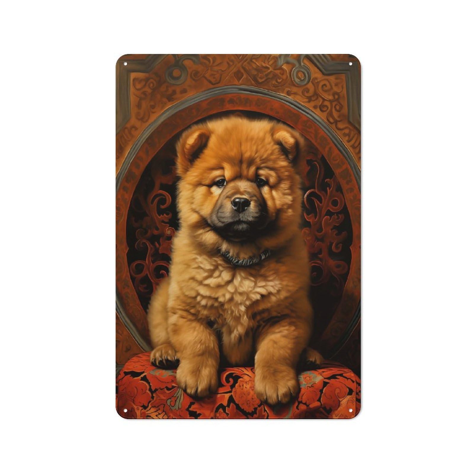 Junmoney Style-20 Chow Chow Puppy Portrait Classic Metal Wall Decor 30X20cm, Decorative Tin Plaque For Cafe, Pub, Workshop Or Home Bar