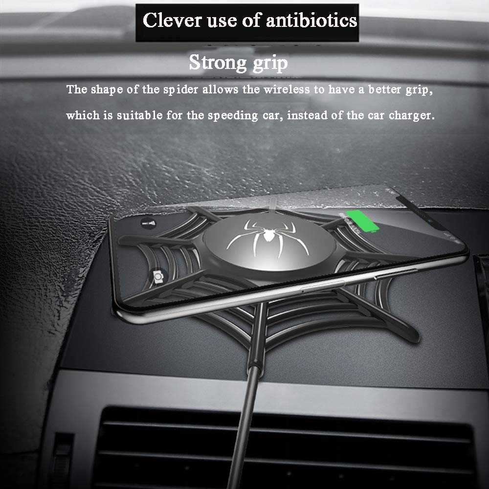 Fast Caricabatterie Wireless,7.5W Wireless Charging Pad per iPhone XS Max/XR/XS/X/8/8+,10W per Samsung S9/S9+/S8/S8+,5W per Altri dispositivi compatibili Qi, Black