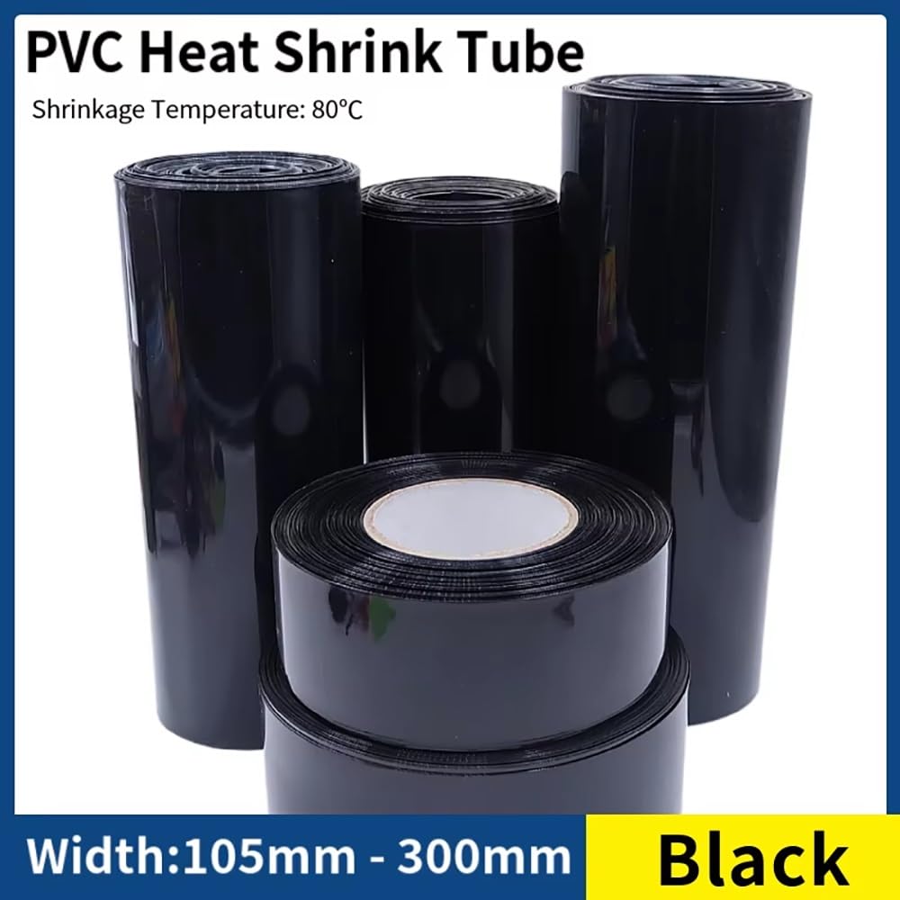 3 metry czarnej rurki termokurczliwej z PVC do 18650 LiPo - regulowana owijka izolacyjna do ochrony pakietu litowego 1 szt.(135mm Width)