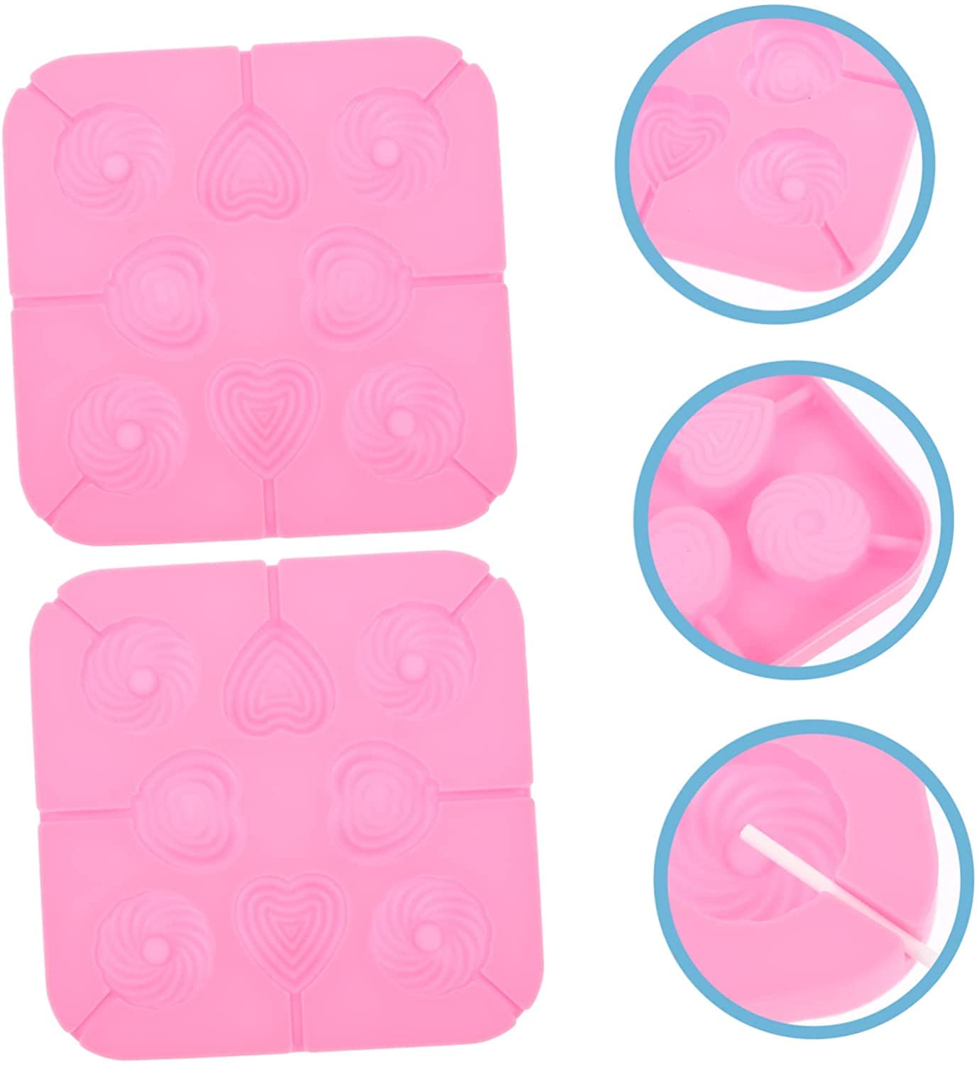 1 ensemble de moules ronds en silicone cercle d'amour moules à biscuits moules à bonbons au chocolat moules à sucettes en silicone bricolage sucette coeur bonbons au chocolat moule de cuisson en sil