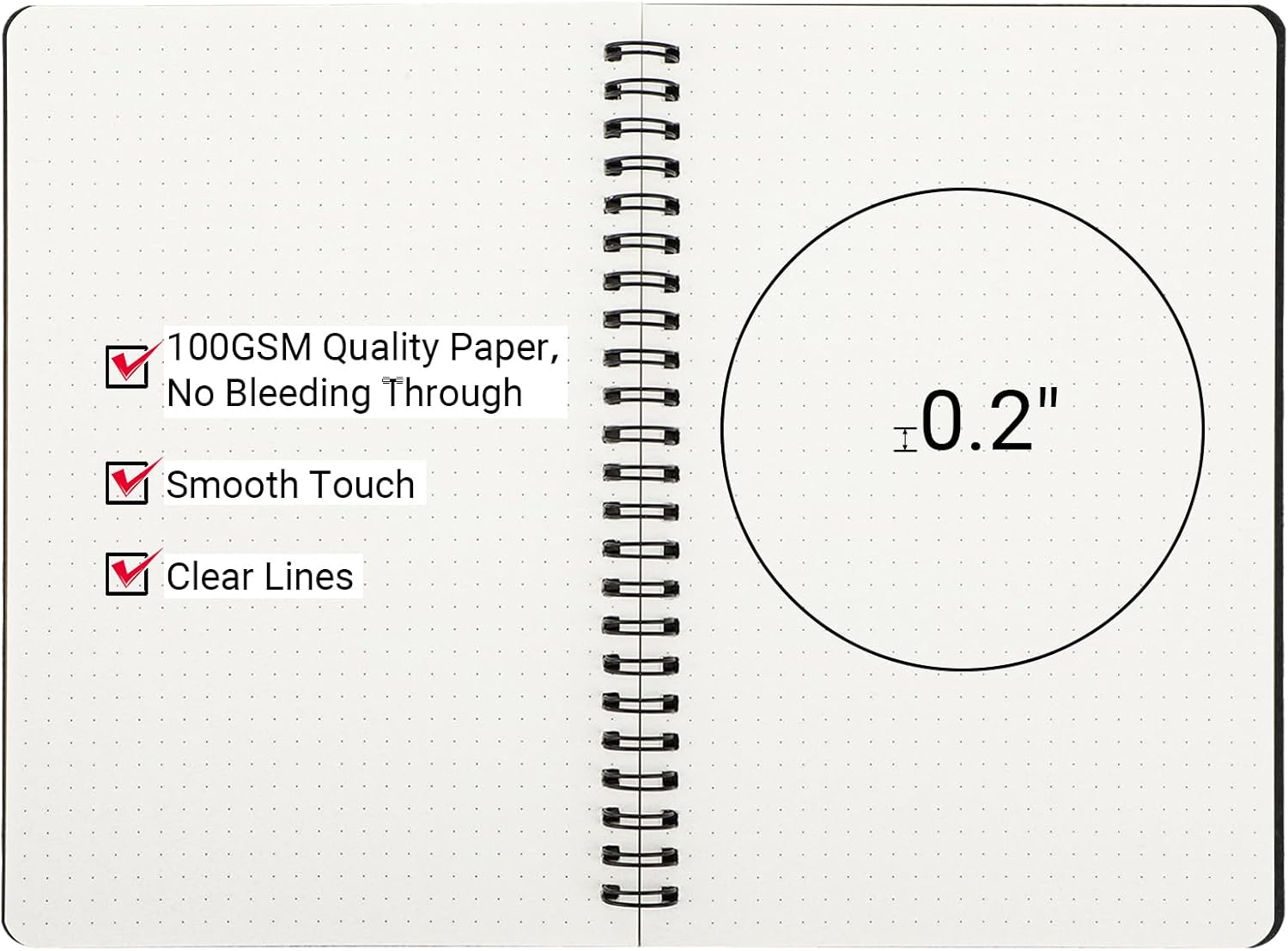 EUSOAR Spiral Notebook, A5 6Packs 5.5"x8.3" 120 Pages Dot Grid Spiral Journaling Notebooks, Dotted Journal Notebook for Women Men Sketching Math Drawing College Office Note Taking Writing-Black