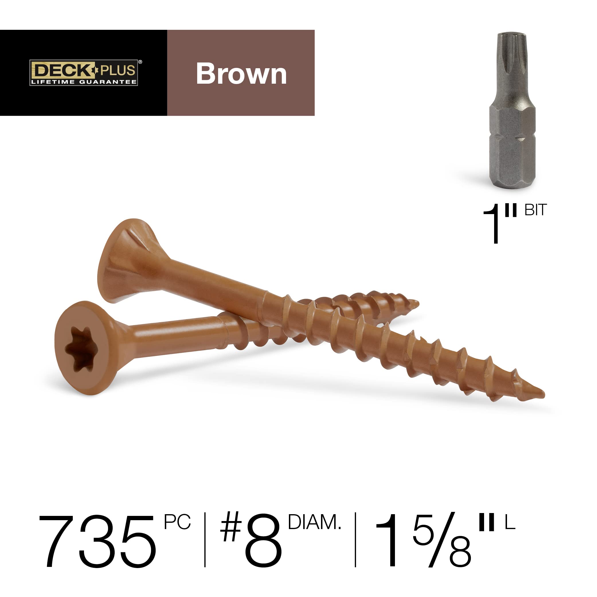 Deck Plus Wood Screws, Brown Exterior Screws, 1-5/8" x #10, 5lb - Image 4