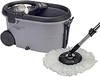 Perfect Pro, Mop Giratório, Move, Mop com Angulação de Aço Inox, Para Qualquer Tipo de Piso, Centrífuga 360 com Cesto em Inox, Não Risca, Nem Solta Fiapos, Cinza