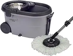 Perfect Pro, Mop Giratório, Move, Mop com Angulação de Aço Inox, Para Qualquer Tipo de Piso, Centrífuga 360 com Cesto em Inox, Não Risca, Nem Solta Fiapos, Cinza
