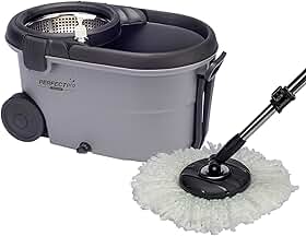 Perfect Pro, Mop Giratório, Move, Mop com Angulação de Aço Inox, Para Qualquer Tipo de Piso, Centrífuga 360 com Cesto em Inox, Não Risca, Nem Solta Fiapos, Cinza