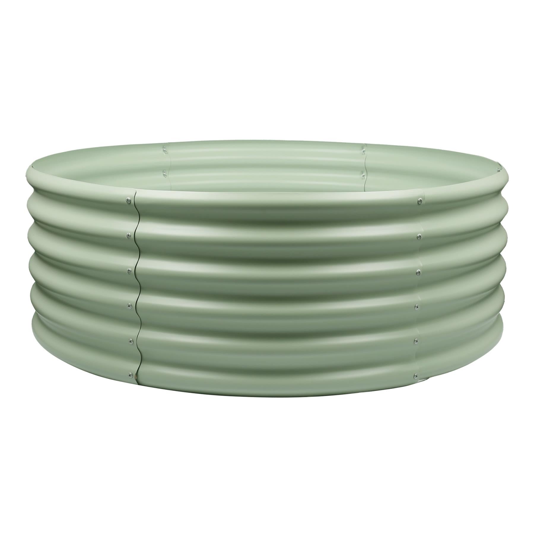 Harbour Housewares Raised Garden Bed - Green - 120 x 45cm - Round - Bottomless Metal Raised Bed Galvanised Steel Planter Box for Growing Outdoor Plants, Vegetables, Flowers and Herbs