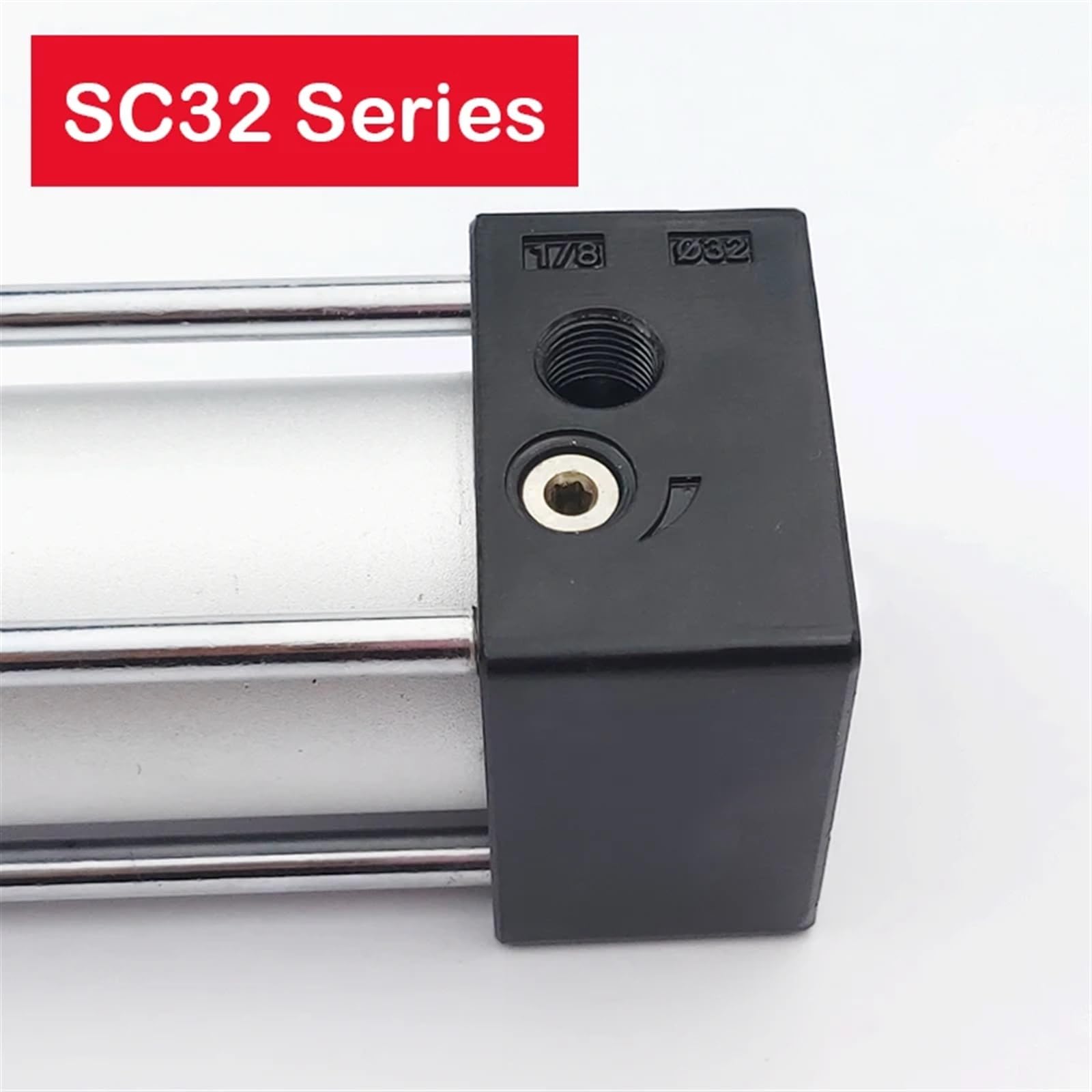 Siłownik pneumatyczny, Siłownik pneumatyczny SC32, średnica 32 mm, skok 25–1000 mm, aluminium dwustronnego działania, z kołkami ustalającymi(Sc32x800)