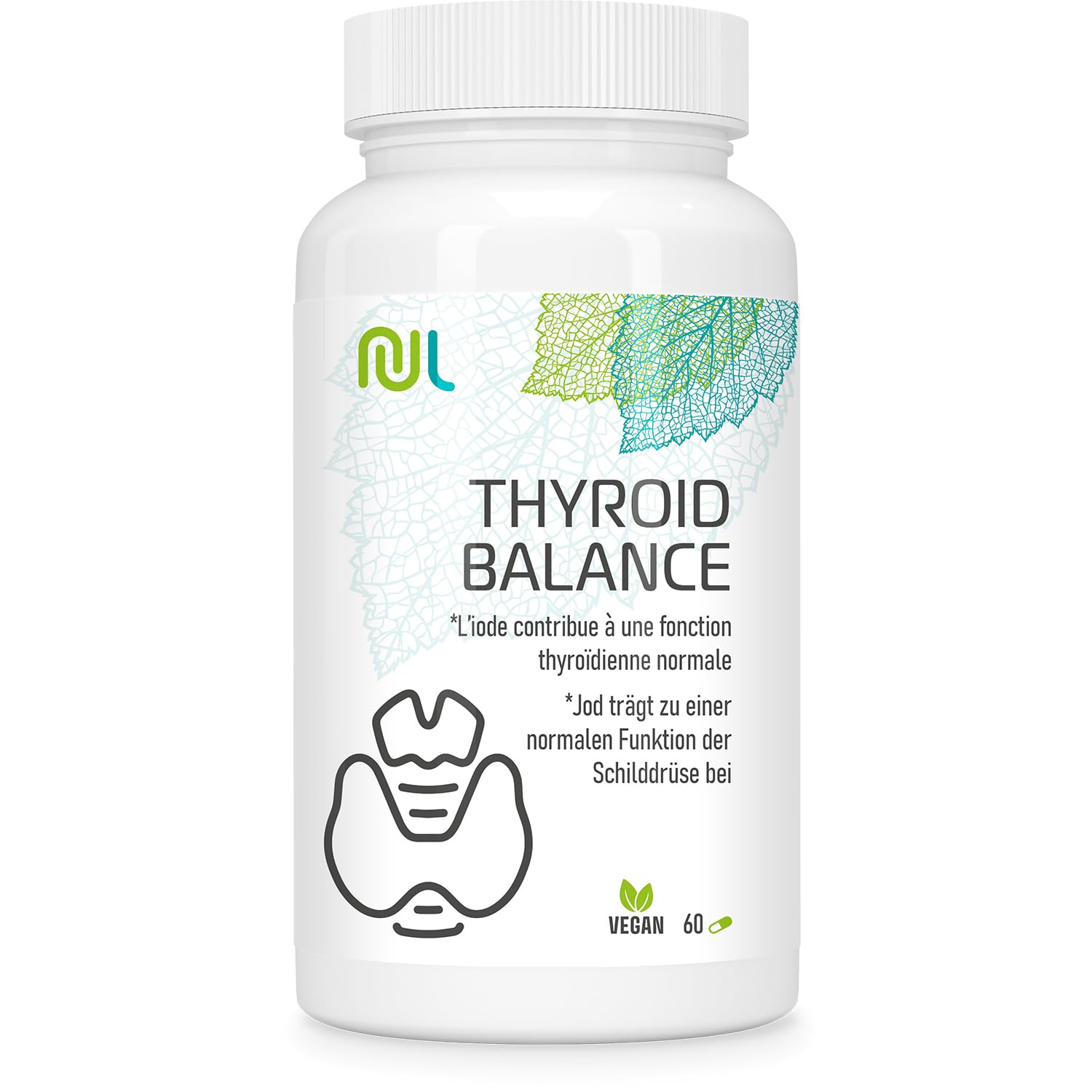Thyroid Balance - 60 Gélules Végétales - Complément Thyroïde - Soutien Thyroïdien et Équilibre Hormonal - Enrichi en Iode, Sélénium, Zinc - Fabriqué en France - Sans Gluten ni Lactose - Nutri Life